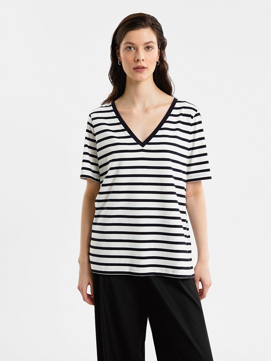 Свободная футболка из хлопка в полоску