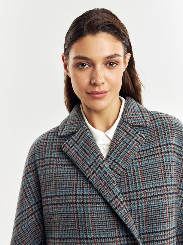 Двубортное шерстяное пальто с мембраной