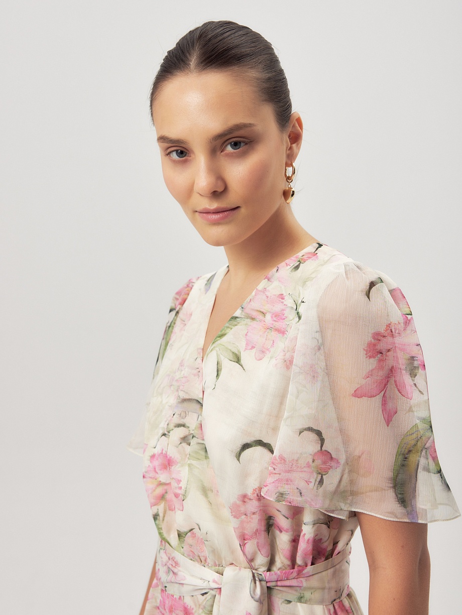 Платье из шифона с цветочным принтом