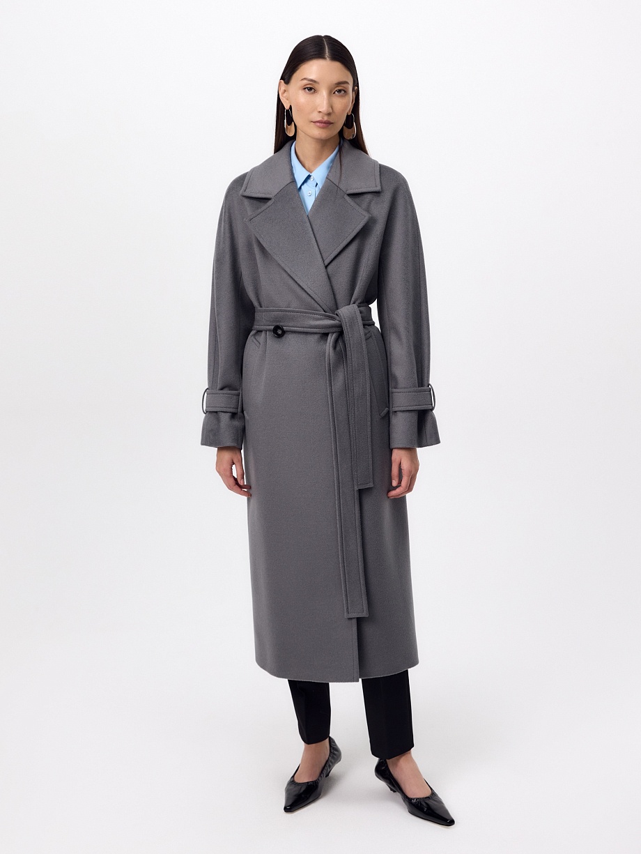 Пальто из шерсти с мембраной, утеплённой спинкой и съёмным капюшоном