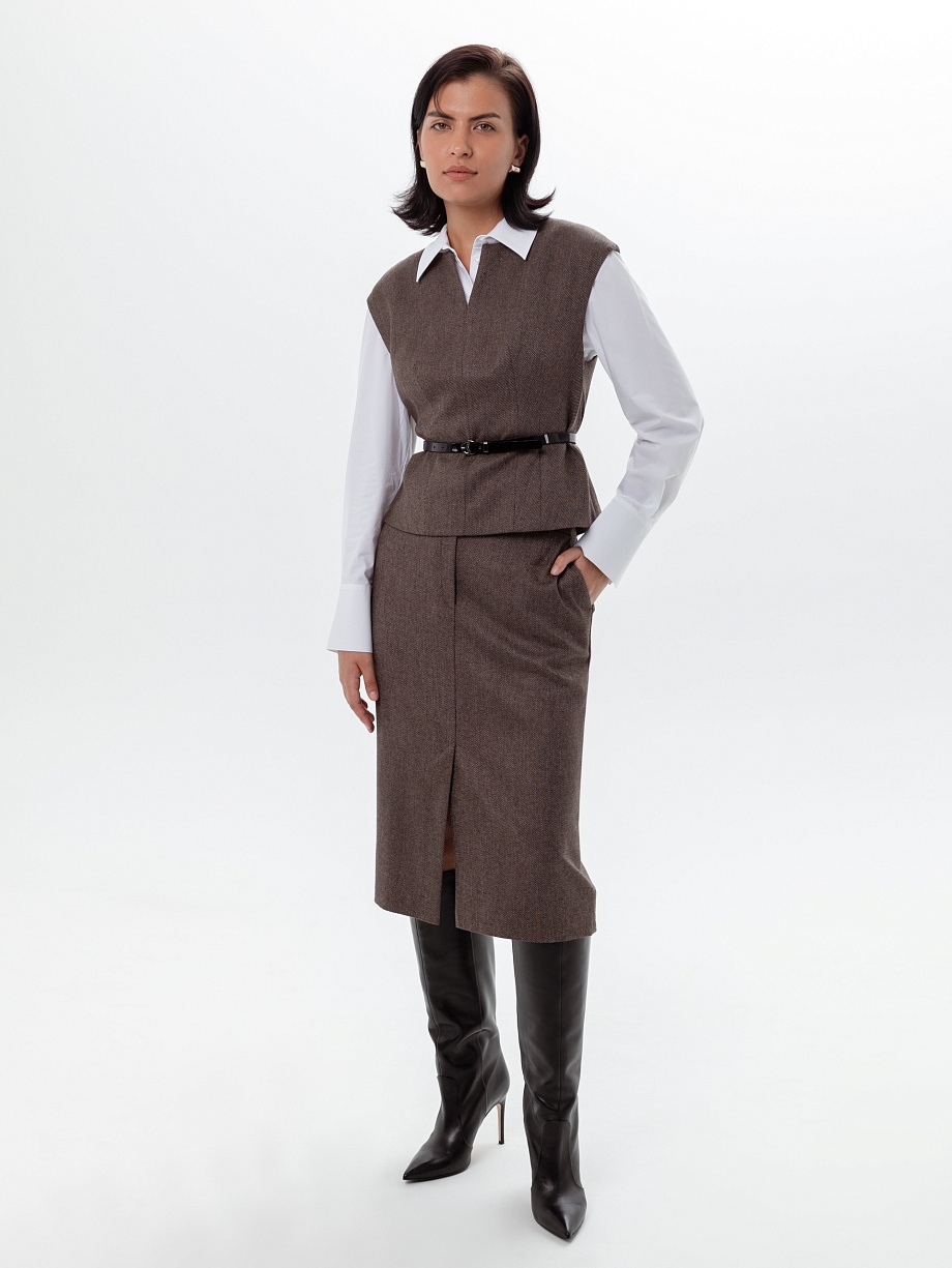 Классическая юбка миди полуприлегающего силуэта