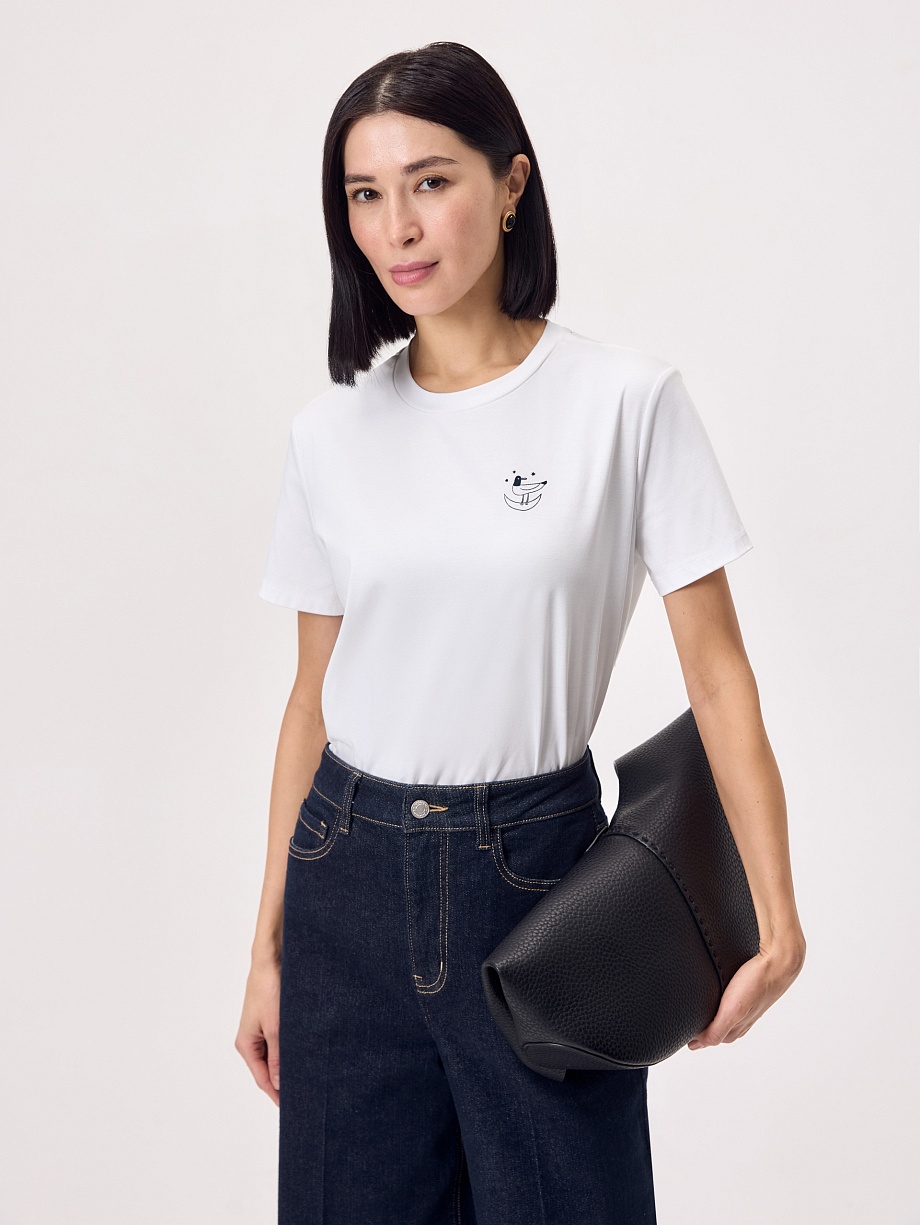 Футболка из 100% мерсеризированного хлопка с принтом