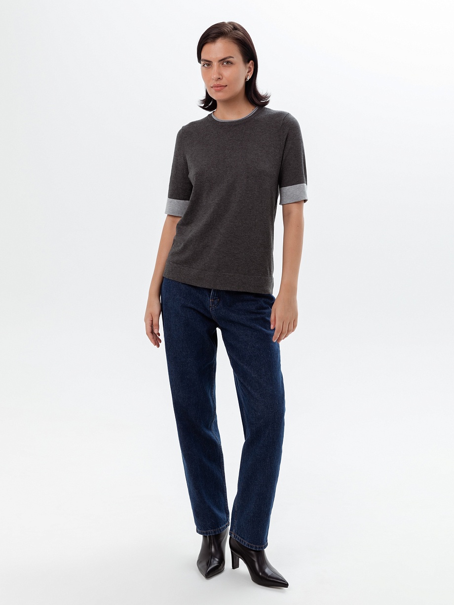 Джемпер с коротким рукавом из вискозного трикотажа