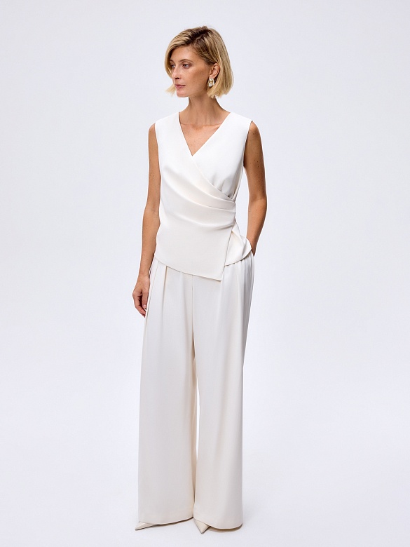 Брюки-палаццо из костюмной ткани с вискозой POMPA арт.2110491mc0803