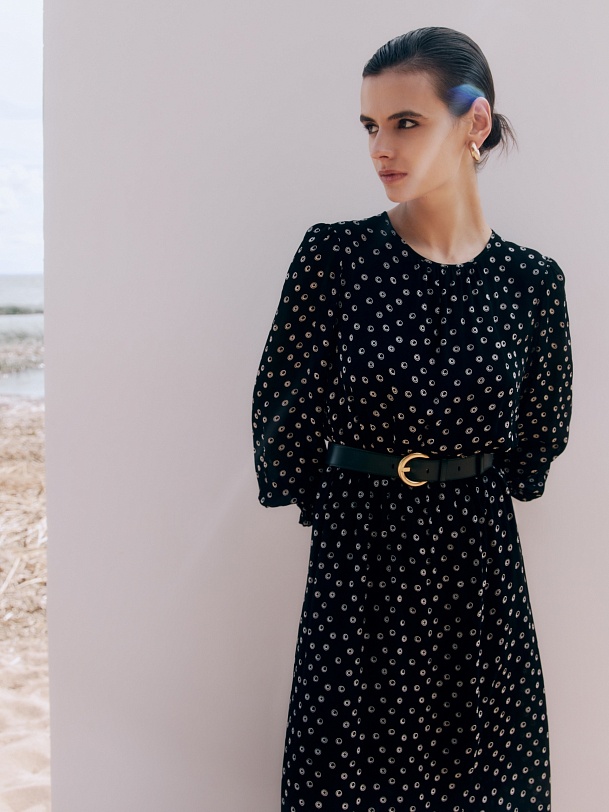 Прямое платье из принтованной вискозной ткани