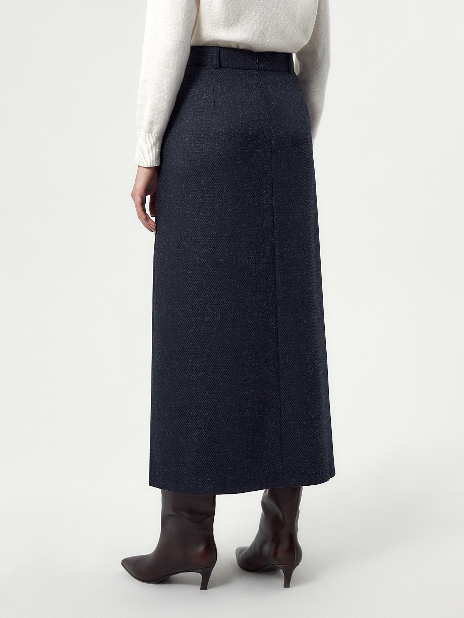 Юбка-трапеция из костюмной ткани с узором "диагональ"