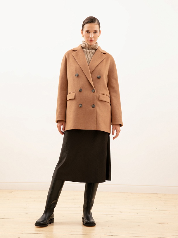 Укороченное пальто-жакет из шерсти с мембраной