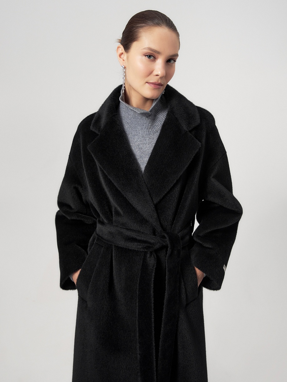 Пальто из шерсти Альпака Беби Сури с мембраной и утеплённой спинкой