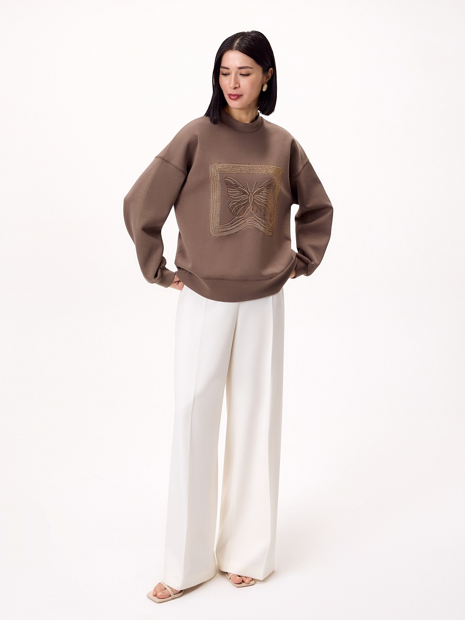 Хлопковый свитшот с аппликацией из страз