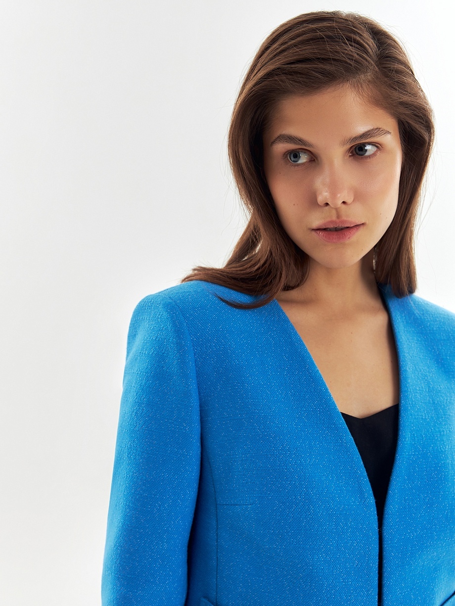 Укороченный твидовый жакет из хлопка