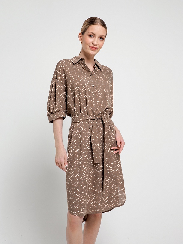 Платье-рубашка в мелкий горошек