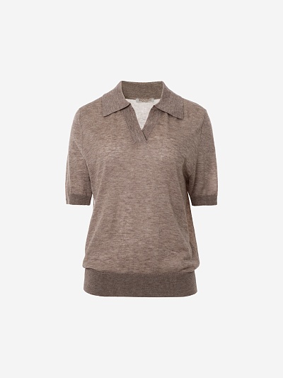 Джемпер-поло из шерсти мериноса и кашемира POMPA