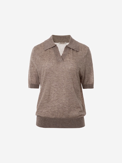 Джемпер-поло из шерсти мериноса и кашемира POMPA