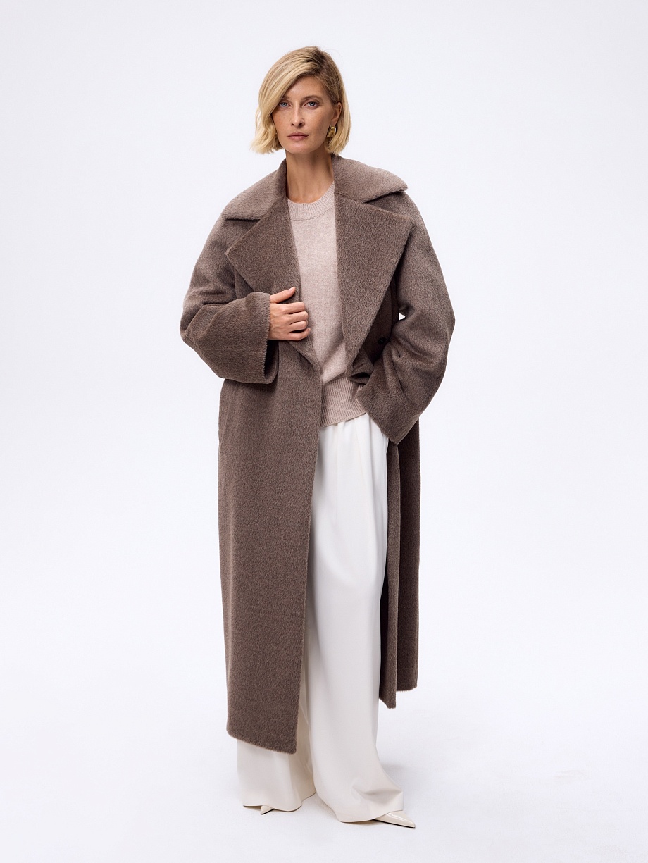 Пальто из шерсти Альпака Беби Сури с мембраной и утеплённой спинкой