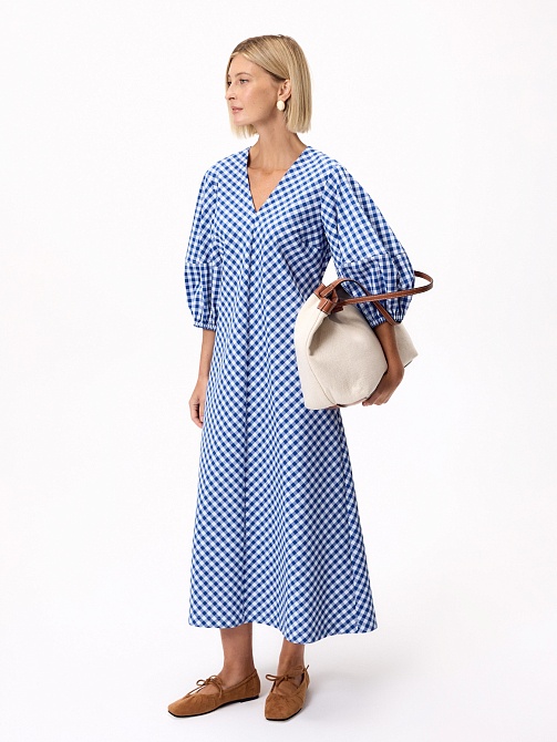 Платье из хлопка с объемными рукавами 