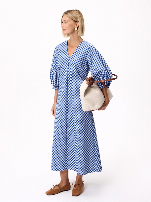 Платье из хлопка с объемными рукавами 