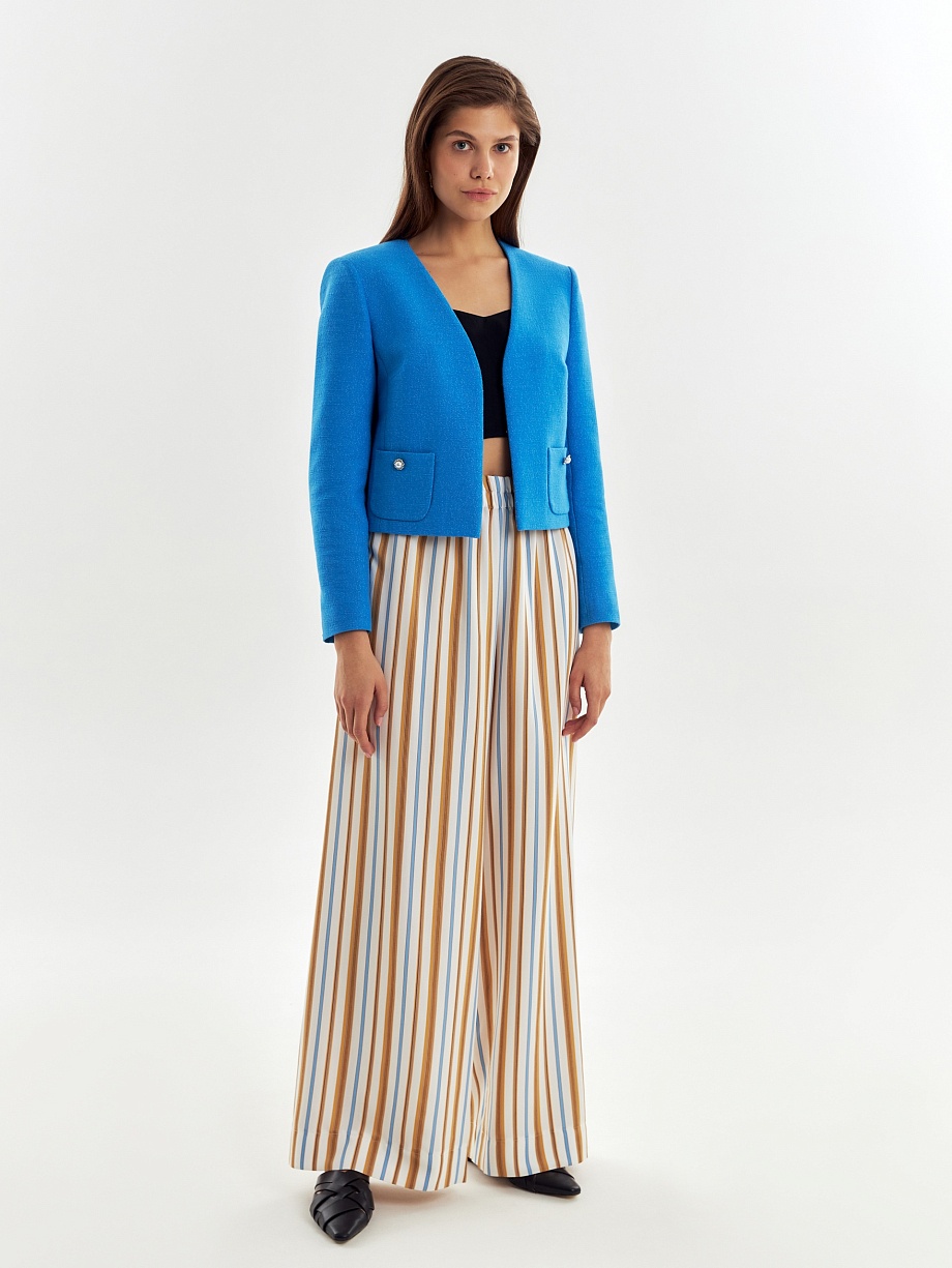 Укороченный твидовый жакет из хлопка