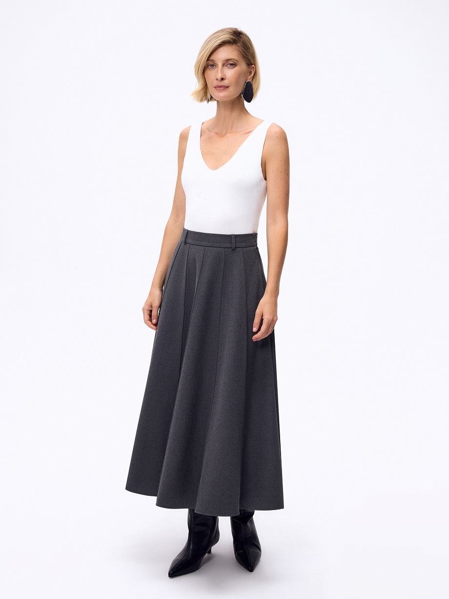 Юбка трапеция из костюмной ткани