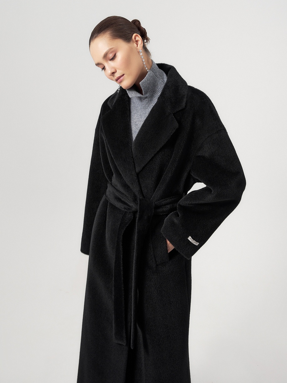 Пальто из шерсти Альпака Беби Сури с мембраной и утеплённой спинкой