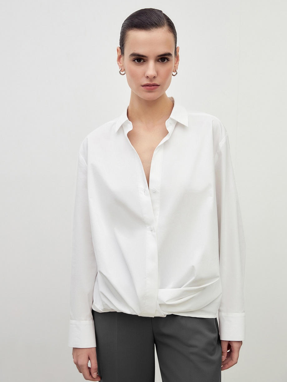 Рубашка из хлопка с частичной застёжкой