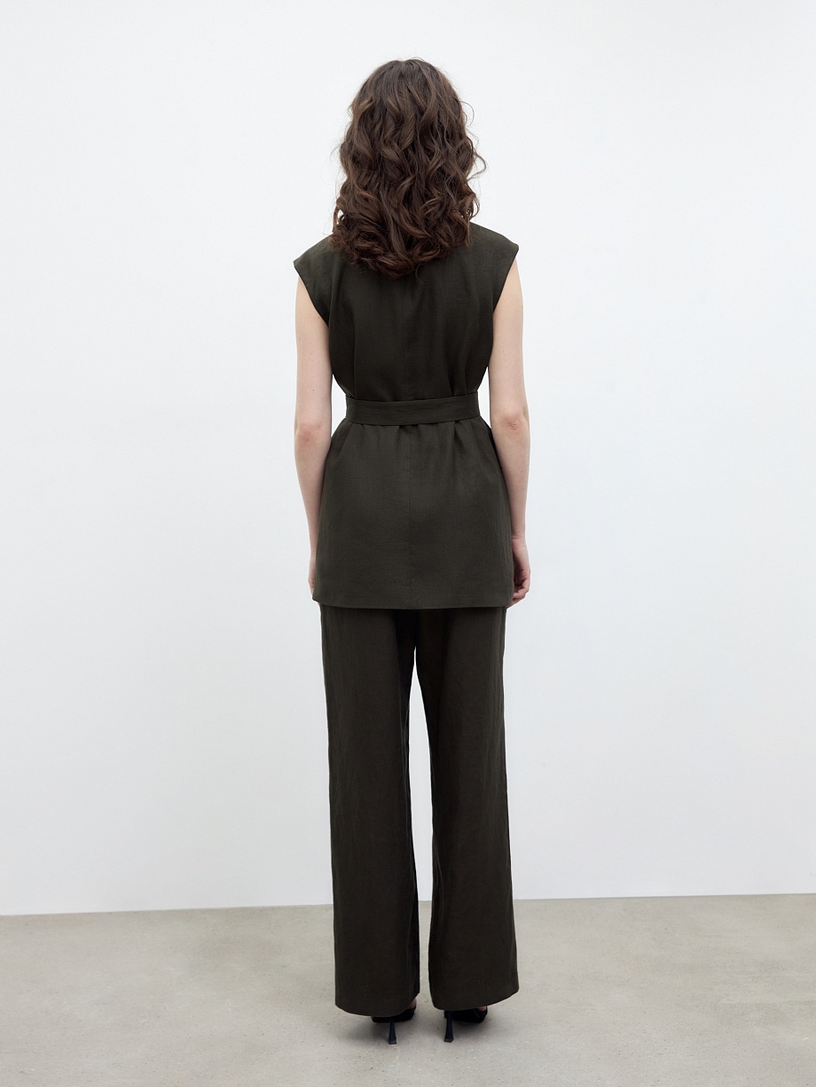 Удлинённый жилет из 100% льна