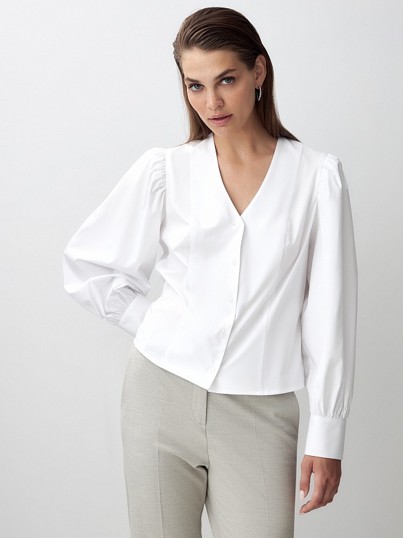 Хлопковая блуза с объёмными рукавами POMPA арт.1147691nc0701