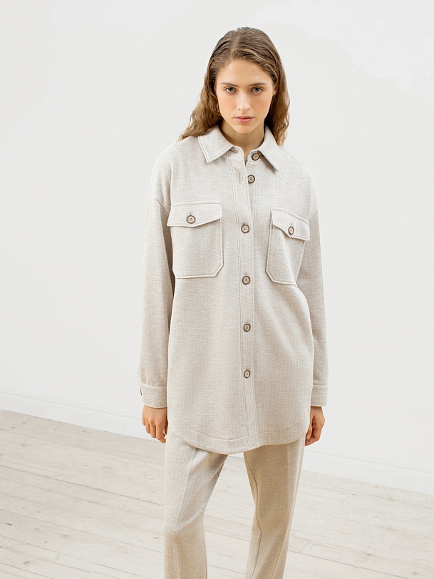 Жакет-рубашка с накладными карманами