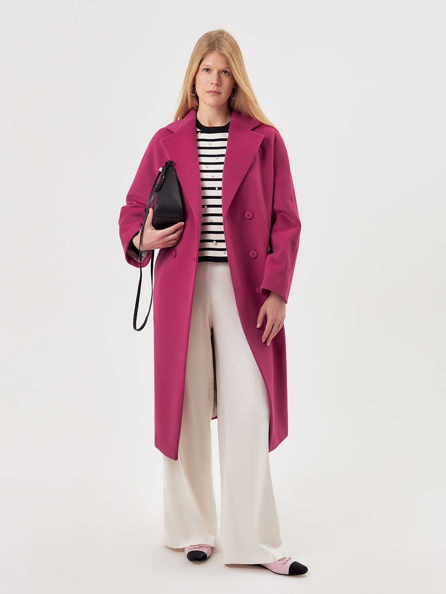 Двубортное пальто из шерсти с мембраной