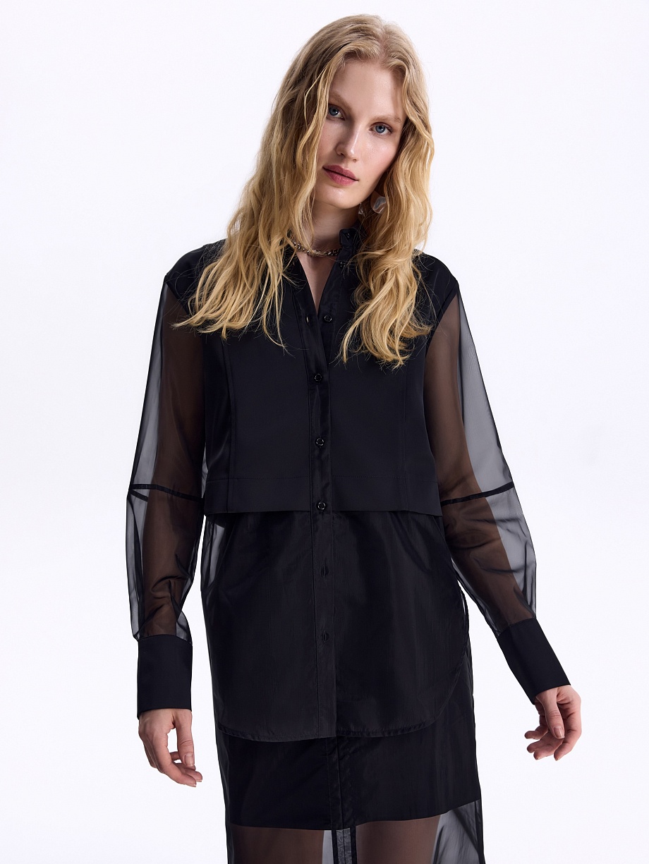 Блуза из атласа и органзы