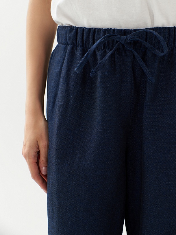 Широкие брюки из хлопка и льна