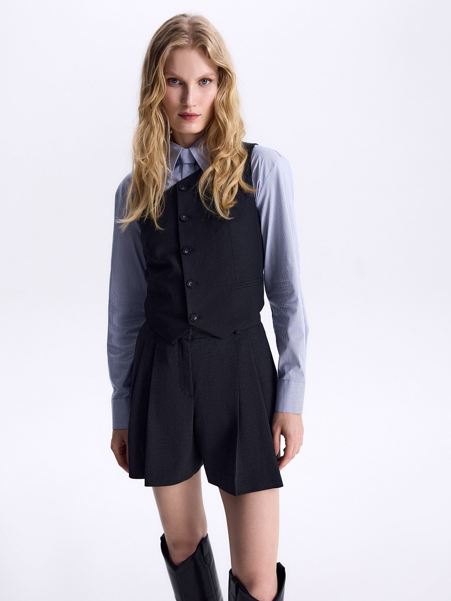 Шорты широкие из костюмной ткани