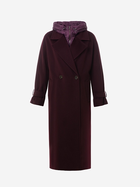 Пальто из шерсти с мембраной, утеплённой спинкой и съёмным капюшоном POMPA арт.1015644p90812