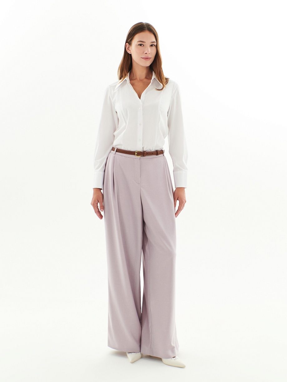 Широкие брюки со складками из костюмной ткани 