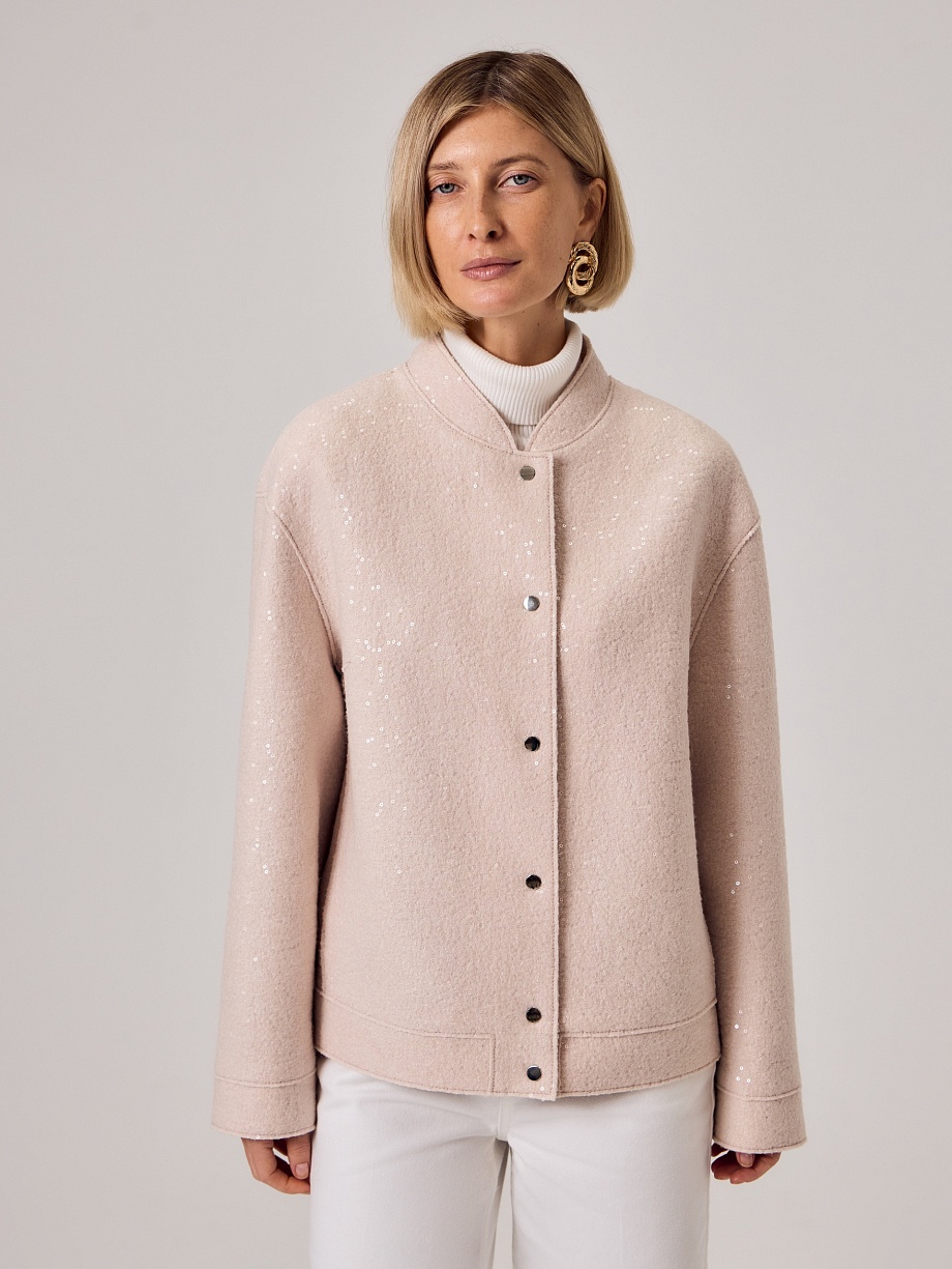 Куртка-бомбер из шерсти с пайетками
