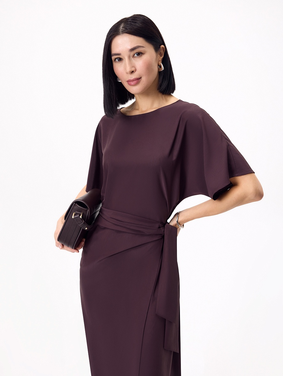 Платье миди из жатого матового атласа