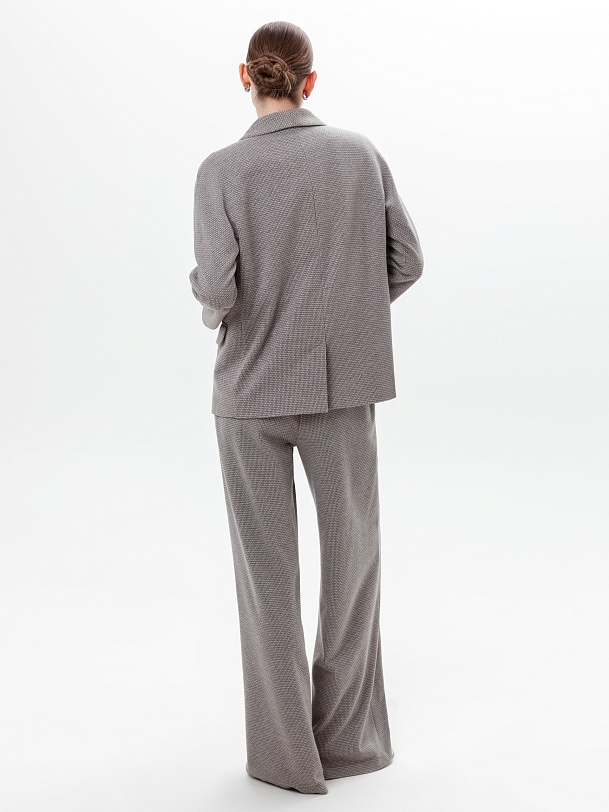 Трикотажный жакет с  V-образным вырезом в принте "пье-де-пуль"