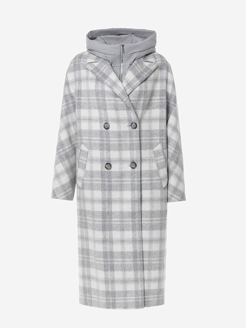 Пальто из шерсти с мембраной и съёмным капюшоном