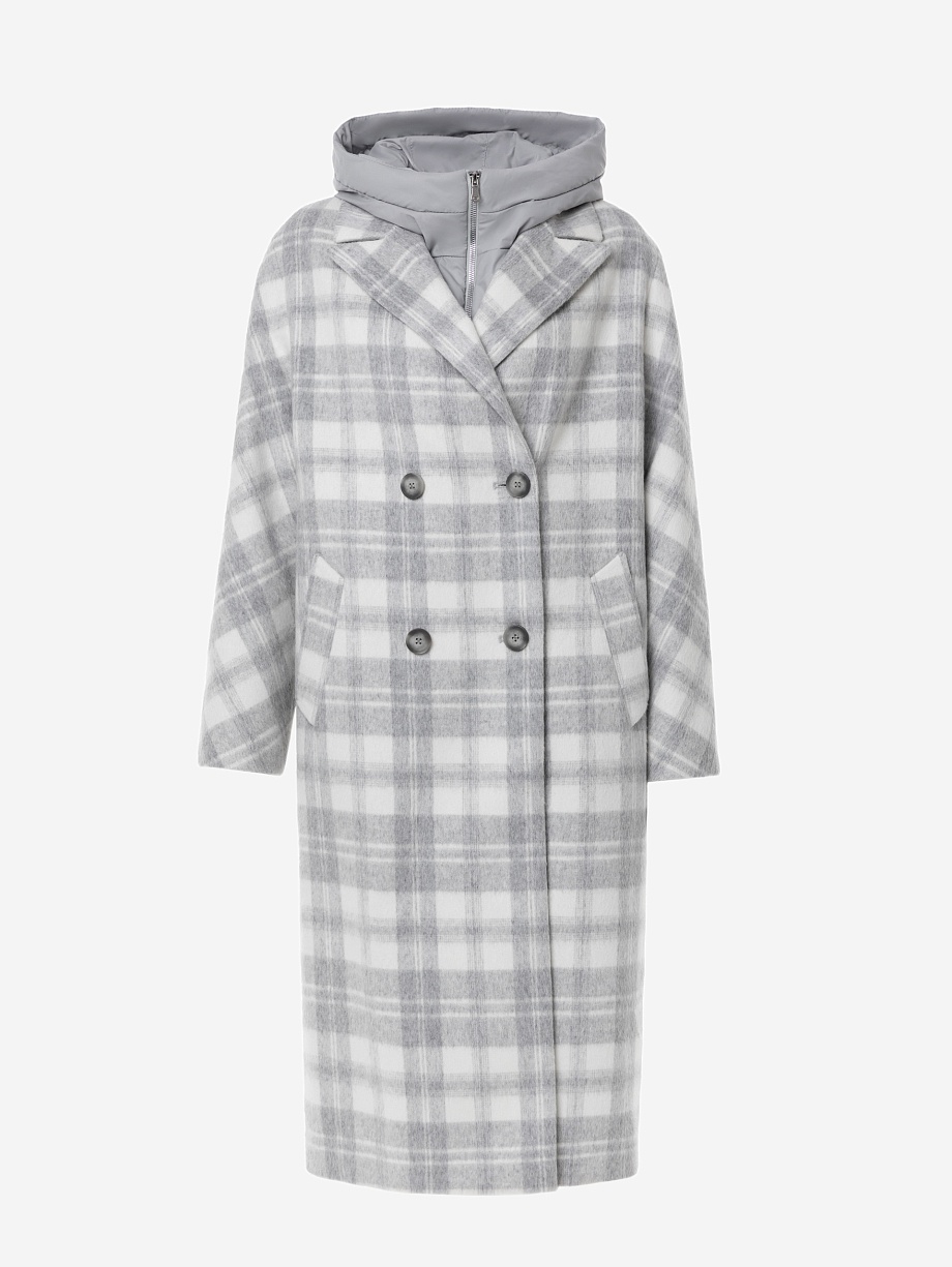 Пальто из шерсти с мембраной и съёмным капюшоном