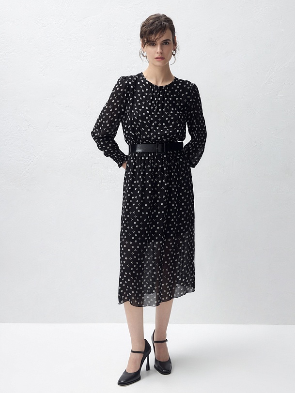 Прямое платье из принтованной вискозной ткани