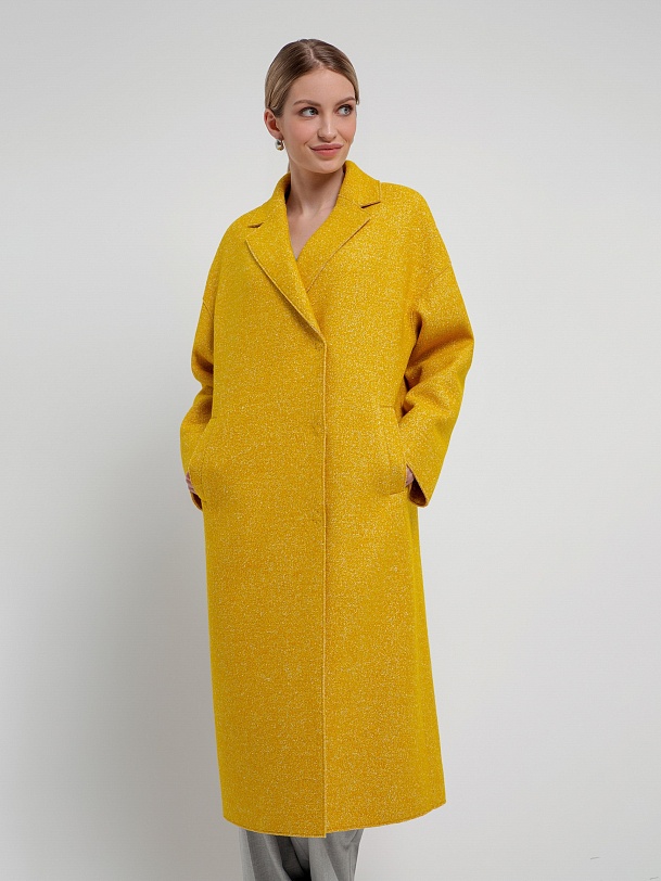 Двубортное шерстяное пальто прямого силуэта