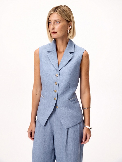 Жилет из премиального 100% льна 