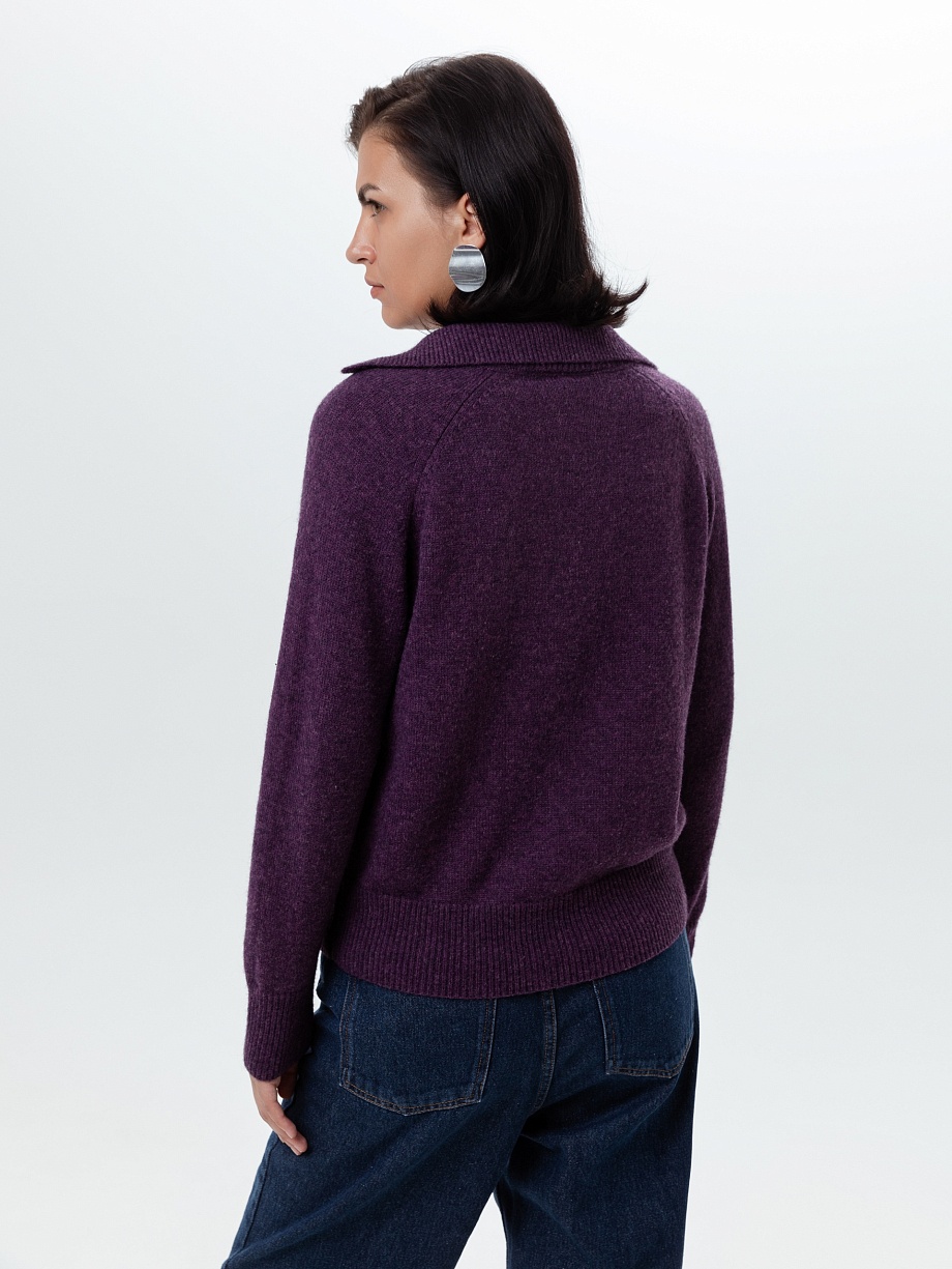 Мягкий вязаный джемпер-поло с овечьей шерстью