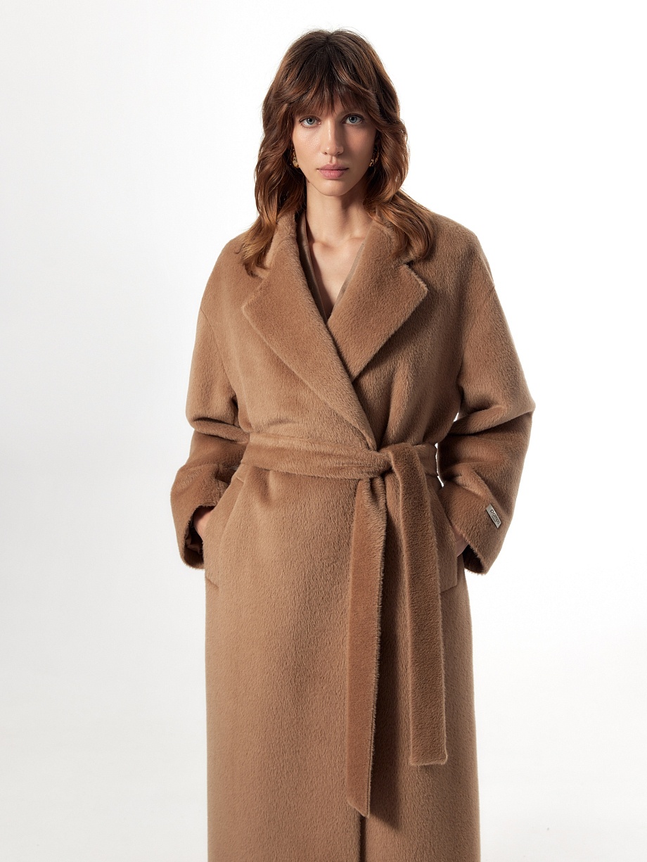 Пальто из шерсти Альпака Беби Сури с мембраной и утеплённой спинкой