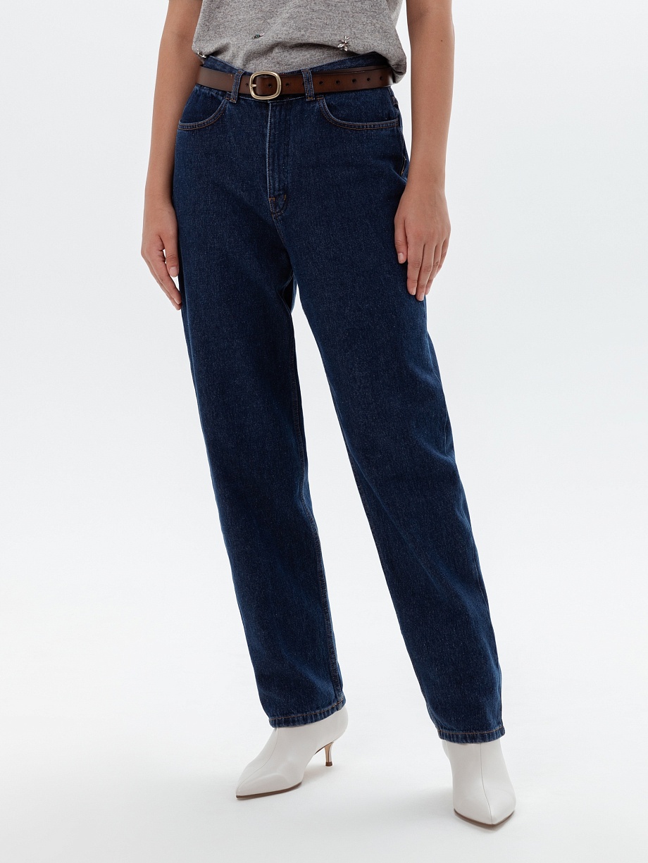 Джинсы из хлопка с высокой посадкой