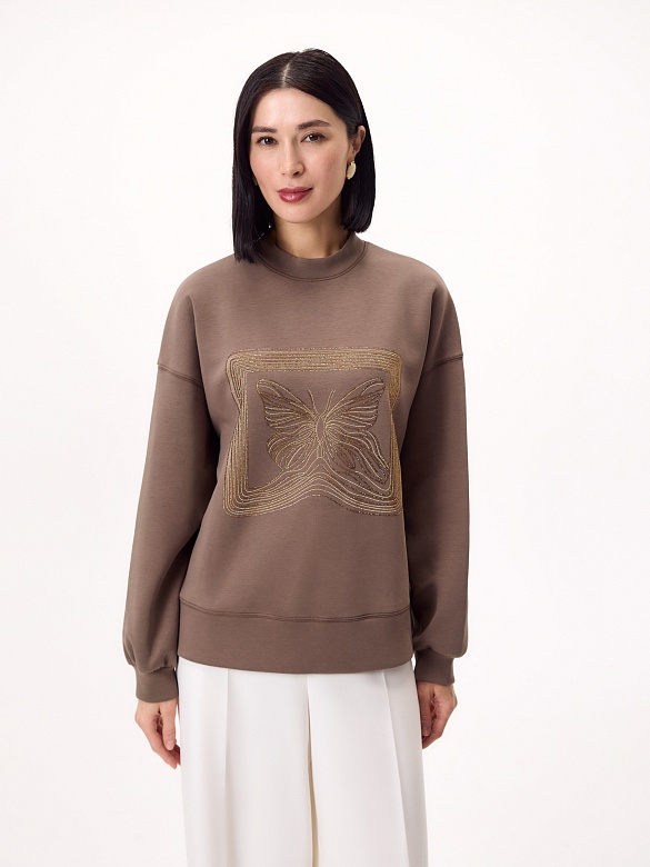 Хлопковый свитшот с аппликацией из страз POMPA арт.3810327jr0190