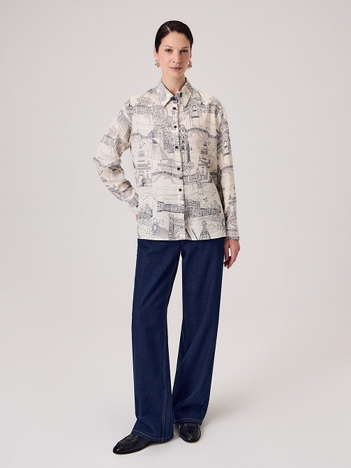 Блуза из 100% тенселя с петербургским принтом