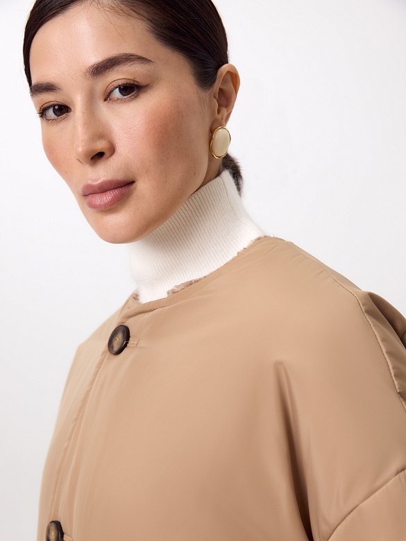 Двусторонняя зимняя экошуба со съёмным капюшоном POMPA арт.1014491p60807