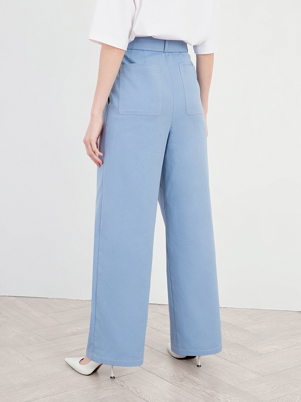 Брюки-палаццо женские голубые