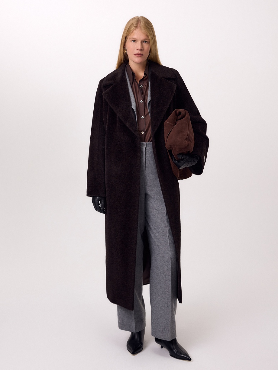 Пальто из шерсти Альпака Беби Сури с мембраной и утеплённой спинкой