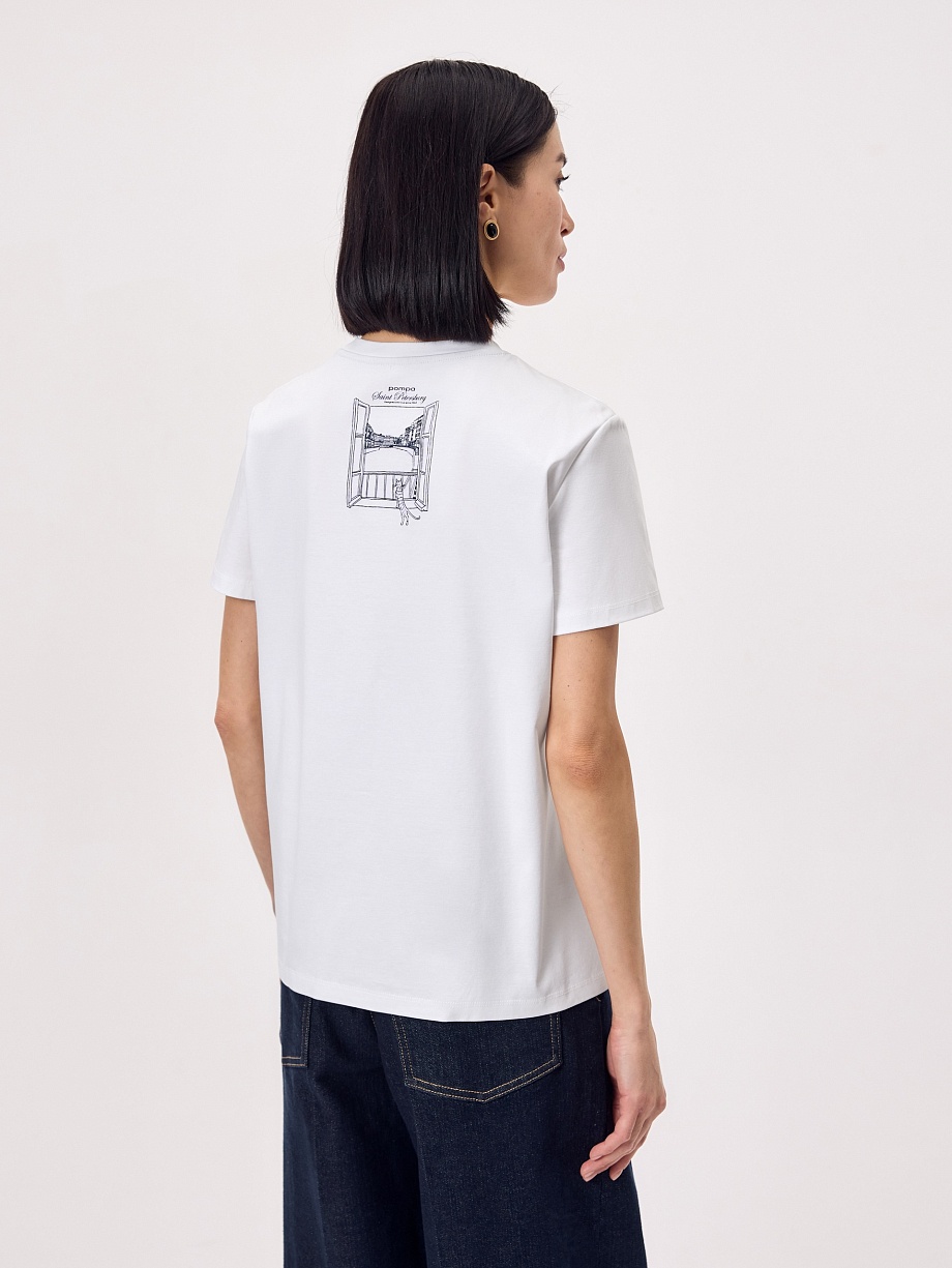 Футболка из 100% мерсеризированного хлопка с принтом